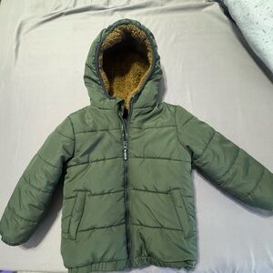 OshKosh B'gosh Olive Green Puffer Jacket with Sherpa Hood